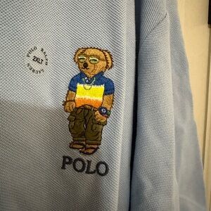 Polo by Ralph Lauren Light Blue Polo with Bear Embroidery